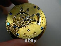 Vintage 1890 Elgin B. W. Raymond 15j 18s Pocket Watch Movement Nice Dial Repair