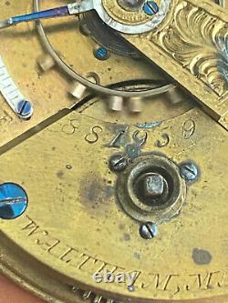 Vintage 18s American Waltham Pocket Watch Movement, Gr. P. S. Bartlett, Year 1876