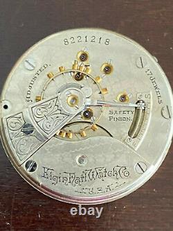 Vintage 18s Elgin Pocket Watch Movement, Gr. 114, Fancy Dial, Broken Staff
