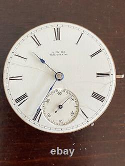 Vintage 18s Waltham Pocket Watch Movement, Gr. Wm. Ellery, Keeping Time