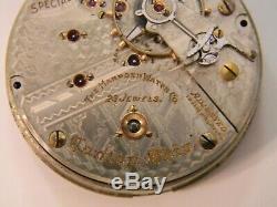 Vintage 1911 Hampden Railway Special 23j 5ap 18s Pocket Watch Movement Repair