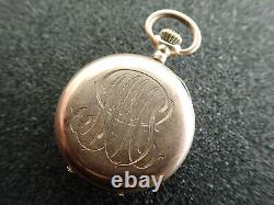 Vintage 26.75mm Swiss O. F. Pocket Watch With Solid Gold Case Not Running