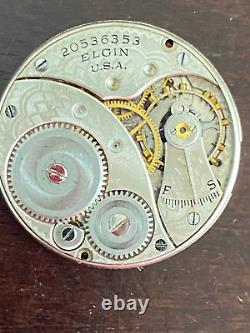 Vintage 3/0s Elgin Pocket Watch Movement, Gr. 418, Running Great, Year 1918