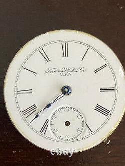 Vintage 34.6mm Trenton Watch Co. Pocket Watch Movement, Keeping Time