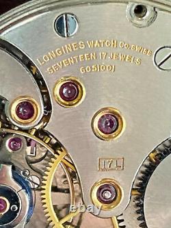 Vintage 38.4mm Longines Pocket Watch Movement, Gr. 17l, Not Running, Year 1946