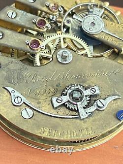 Vintage 42.50mm Borel & Courvaisier Pocket Watch Movement, Good Balance, Bad Main