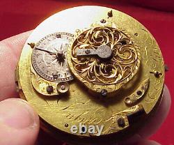 Vintage 48MM FUSEE VERGE DUBOIS ET FILS GOLD HAND POCKET WATCH MOVEMENT