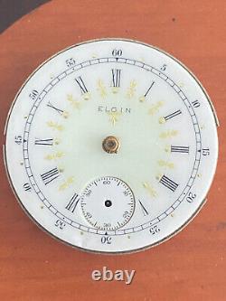 Vintage 6 Size Elgin Pocket Watch Movement, Gr. 295, Bad Staff, Fancy Dial