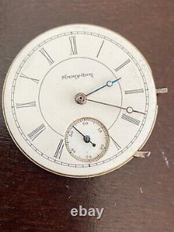 Vintage 6s Hampden Pocket Watch Movement, Gr. 206, Keeping Time, Year 1888