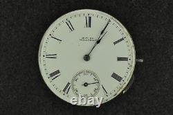 Vintage 8 Size Wm Ellery Waltham O. F. Pocket Watch Movement Running