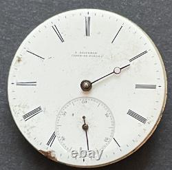 Vintage A. Saltzman Pocket Watch Movement Chaux De Fonds Parts High Grade Swiss
