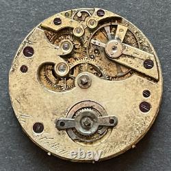 Vintage A. Saltzman Pocket Watch Movement Chaux De Fonds Parts High Grade Swiss