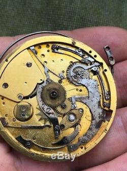 Vintage Antique Repeater Pocket Watch Movement Parts or Repair