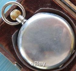 Vintage Big 8 Day`s Pocket Watch movement open face nickel chromiun case