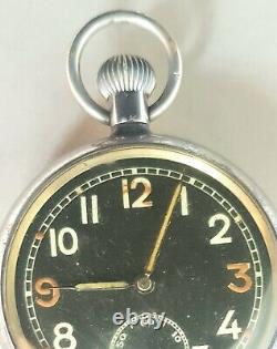 Vintage British Military Pocket Watch GSTP Arthur Schnegg snail on movement