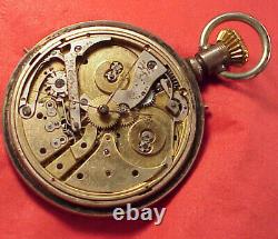 Vintage E Lecoultre Geneve Independent Seconds 1/4 Jump Pocket Watch Silvercase