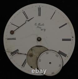 Vintage E Marks Troy NY Pocket Watch Movement Ticks High Grade 34mm Swiss