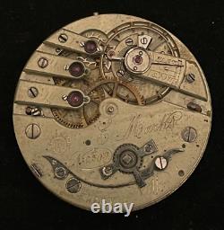 Vintage E Marks Troy NY Pocket Watch Movement Ticks High Grade 34mm Swiss