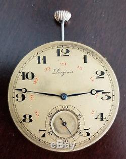 Vintage Longines Pocket Watch Movement Grade 19.79 Abc Running Strong 24hr Dial