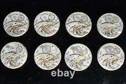 Vintage Lot of 8 Bulova 17AE Pocket Watch Movements 15 Jewel Parts or Repair