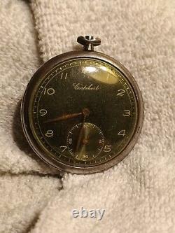 Vintage Military Cortebert 624 Movement Black dial Pocket Watch