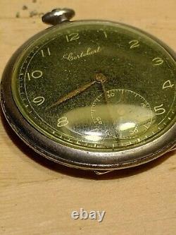 Vintage Military Cortebert 624 Movement Black dial Pocket Watch