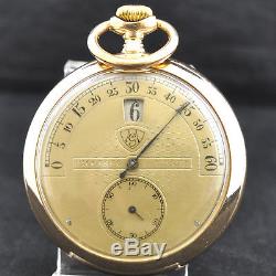 Vintage Modernista Special Jump Hour Movement Gold Plated Original Pocket Watch