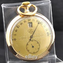 Vintage Modernista Special Jump Hour Movement Gold Plated Original Pocket Watch