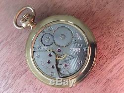 Vintage NOS 1960s Le Gran Signed Gold Hunter Pocket Watch Unitas 6498 Movement