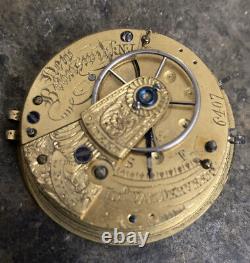 Vintage New Brunswick NJ Pocket Watch Movement Parts Repair IN Vanderveer