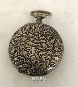 Vintage Pocket Watch Case with Partial Movement Swiss. 80 Silver