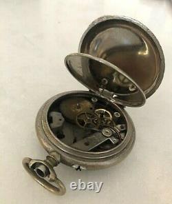 Vintage Pocket Watch Case with Partial Movement Swiss. 80 Silver