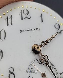 Vintage Pocket Watch Movement High Grade 26mm Marcus & Co NY