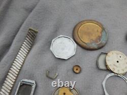 Vintage Pocket Watch Parts Lot Cases, Movements, Ect. Estate FInd