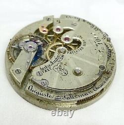 Vintage Rare 10s 1859 Auguste Saltzman Key Wind Lever Pocket Watch Movement 38mm