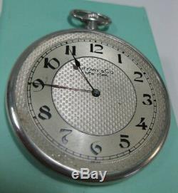 Vintage Tiffany & Co Platinum Pocket Watch 15 Jewels Movado Movement