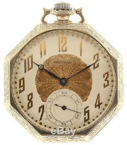 Vintage Waltham 14k White Gold Pocket Watch 17 Jewels Mechanical Movement Runs