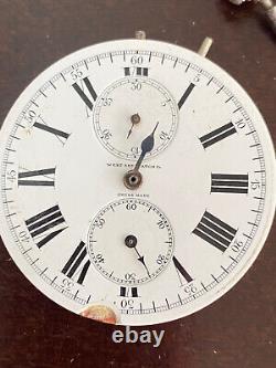 Vintage West End Longines Chronograph Pocket Watch Movement For Parts, Ticks