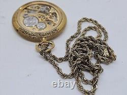 Vintage Working COLIBRI 17 Jewel Swiss Incabloc Skeleton Dial Pocket Watch withBox