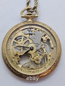 Vintage Working COLIBRI 17 Jewel Swiss Incabloc Skeleton Dial Pocket Watch withBox