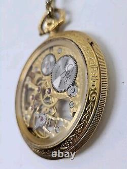 Vintage Working COLIBRI 17 Jewel Swiss Incabloc Skeleton Dial Pocket Watch withBox