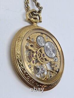 Vintage Working COLIBRI 17 Jewel Swiss Incabloc Skeleton Dial Pocket Watch withBox