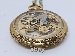 Vintage Working COLIBRI 17 Jewel Swiss Incabloc Skeleton Dial Pocket Watch withBox