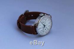 Vintage chronograph pocket watch movement Longines cal 19.73N porcelain dial