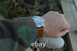 Vintage chronograph pocket watch movement Minerva blacl dial