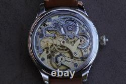 Vintage chronograph pocket watch movement Minerva blacl dial