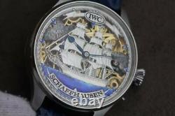 Vintage chronometer iwc schaffhausen SKELETON POCKET WATCH MOVEMENT THE Sailboat