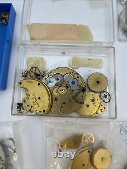 Vintage pocket watch-movement lot for parts or repair watch project