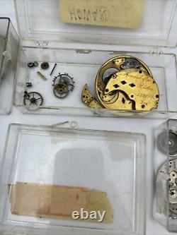 Vintage pocket watch-movement lot for parts or repair watch project