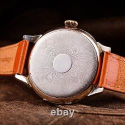 Vintage silver wristwatch, swiss mens watch, pocket watch with soldered lugs